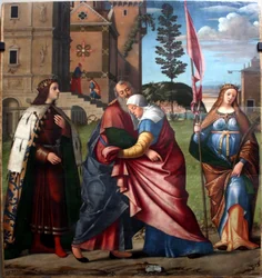 Begegnung von Joachim und Anna mit dem heiligen Ludwig IX. und der heiligen Libera